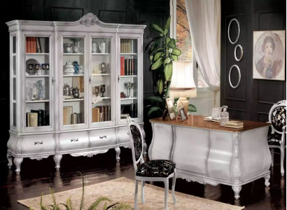 White office furniture desk bookshelf luxury table shelf furnishings
